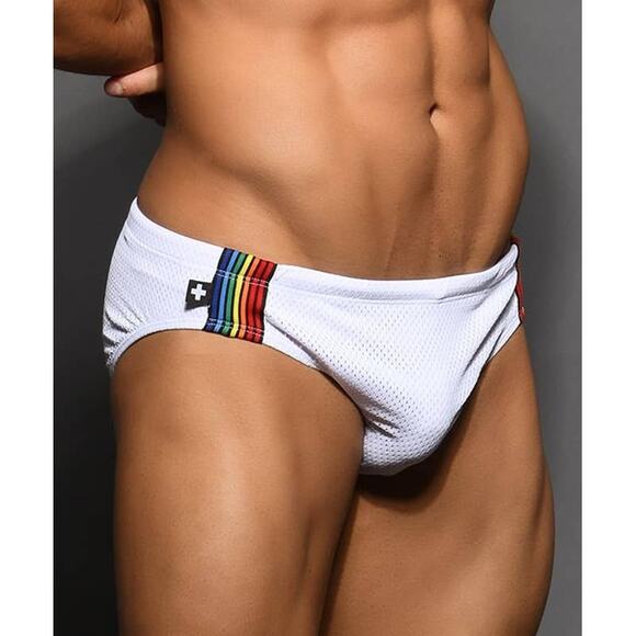 Andrew Christian Luxe Mesh Pride Bikini White Large - Picture 4 of 10